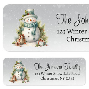 Snowman Winter Holiday Christmas Return Address