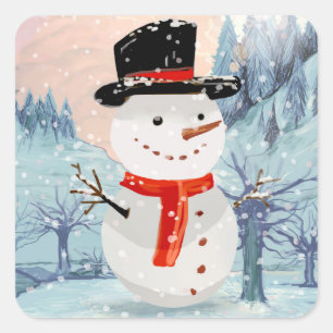 Snowman Winter Holidays   Christmas Square Sticker