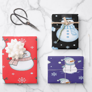 Snowman Winter Magic Cozy Cute Wrapping Paper Sheet