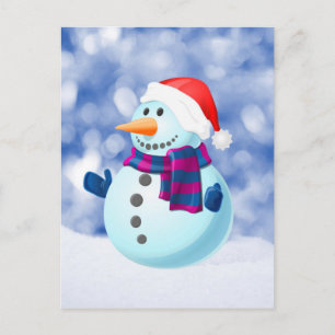 Snowman Winter Merry Christmas Snow Holiday Postcard