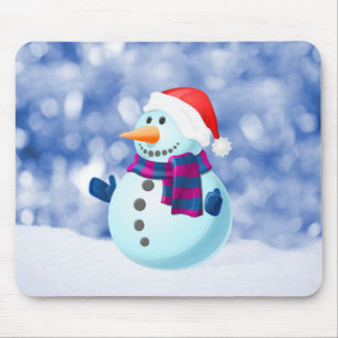 Snowman Winter Merry Christmas Snow Mouse Mat