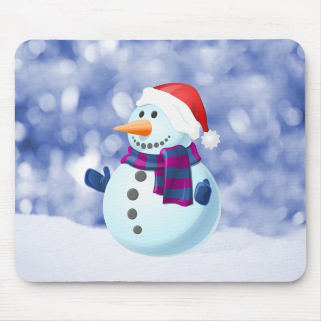 Snowman Winter Merry Christmas Snow Mouse Mat (Front)