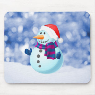 Snowman Winter Merry Christmas Snow Mouse Mat