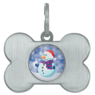 Snowman Winter Merry Christmas Snow Pet Tag