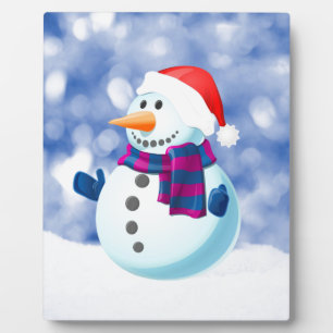 Snowman Winter Merry Christmas Snow Plaque