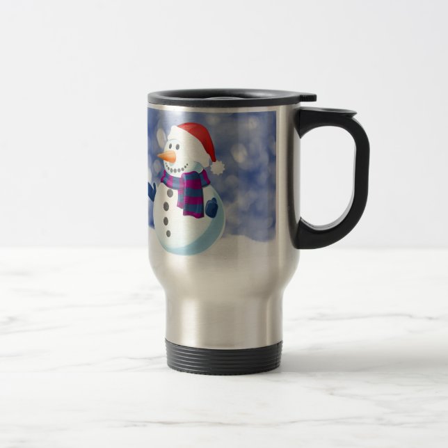 Snowman Winter Merry Christmas Snow Travel Mug (Right)