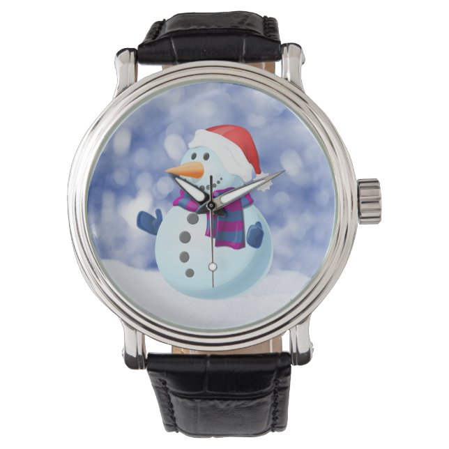 Snowman Winter Merry Christmas Snow Watch (Front)