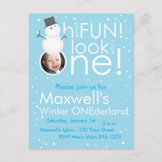 Snowman Winter ONEderland 1st Birthday Invitations