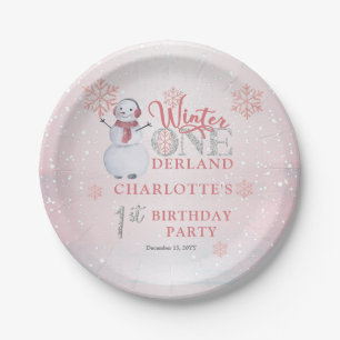 Snowman Winter ONEderland 1st Birthday Paper Plate