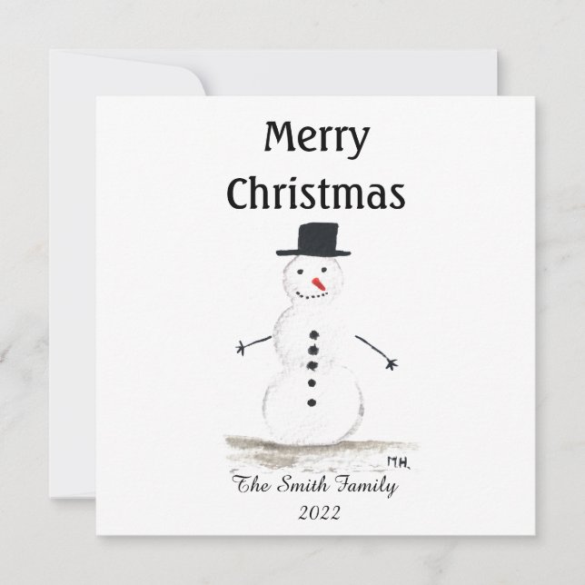 Snowman Winter Snowflake Retro Vintage Christmas Card (Front)