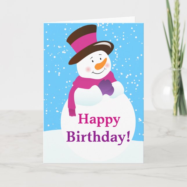 Snowman Winter Wonderland Birthday Greeting Card (Front)