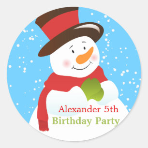 Snowman Winter Wonderland Birthday Sticker
