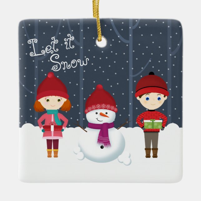 Snowman Winter Wonderland Ceramic Tree Decoration (Front)