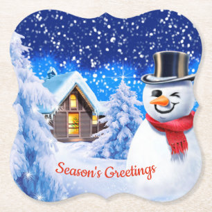 Snowman winter wonderland Christmas Paper Coaster