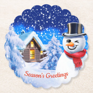 Snowman winter wonderland Christmas Paper Coaster