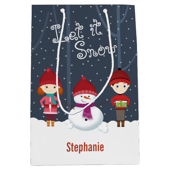 Snowman Winter Wonderland Medium Gift Bag (Front)