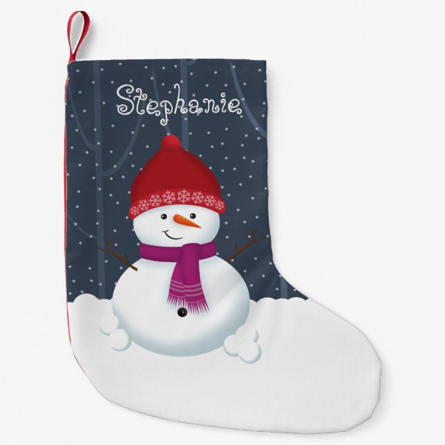 Snowman Winter Wonderland Small Christmas Stocking (Front)