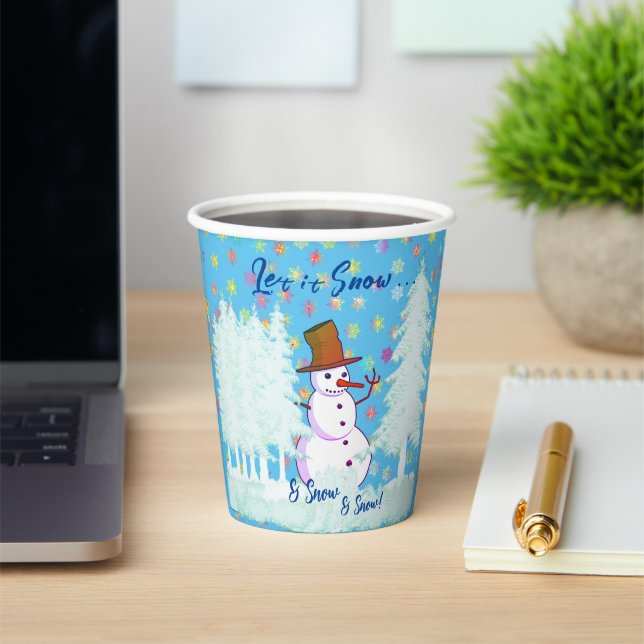 Snowman Wintertime Party Dinner Holiday Paper Cups (Insitu)