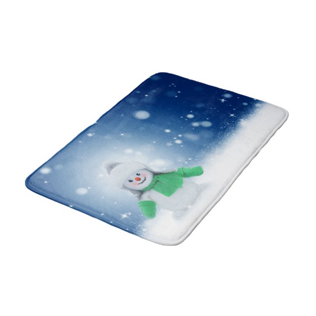 Snowman Wishes Bath Mat (Angled)