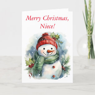 SNOWMAN WISHES FOR NIECE CHRISTMAS CARD