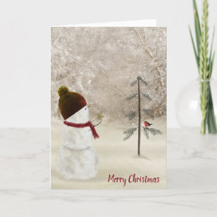 Snowman With a Christmas Gold Star Holiday Card