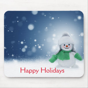 Snowman with a green scarf mouse mat