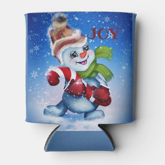 Snowman with a scarf  can cooler (Front)