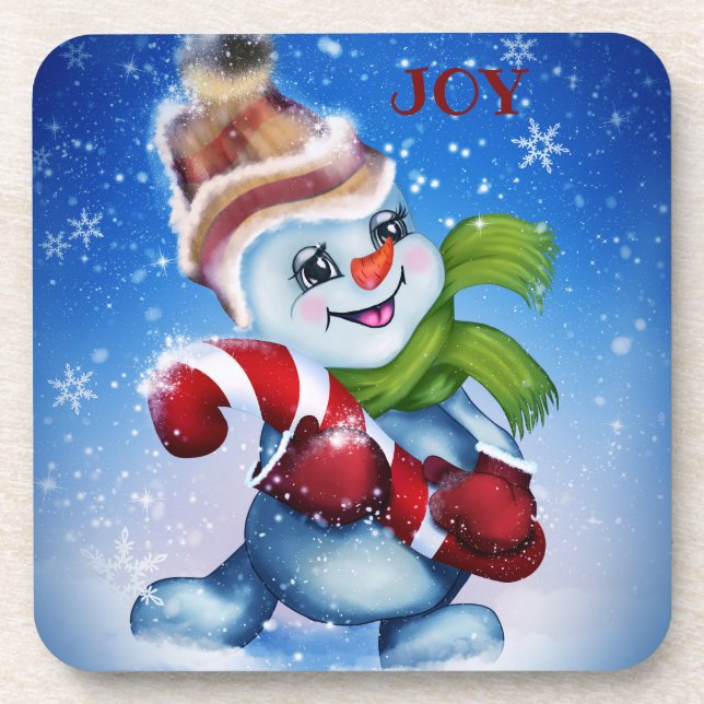 Snowman with a scarf coaster (Front)