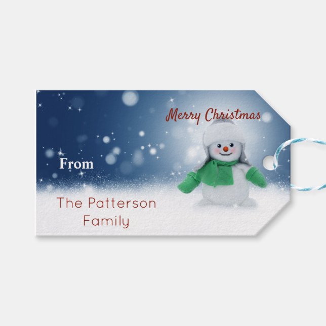 Snowman with a scarf gift tags (Front (Horizontal))