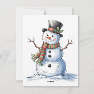 Snowman with a scarf holiday card