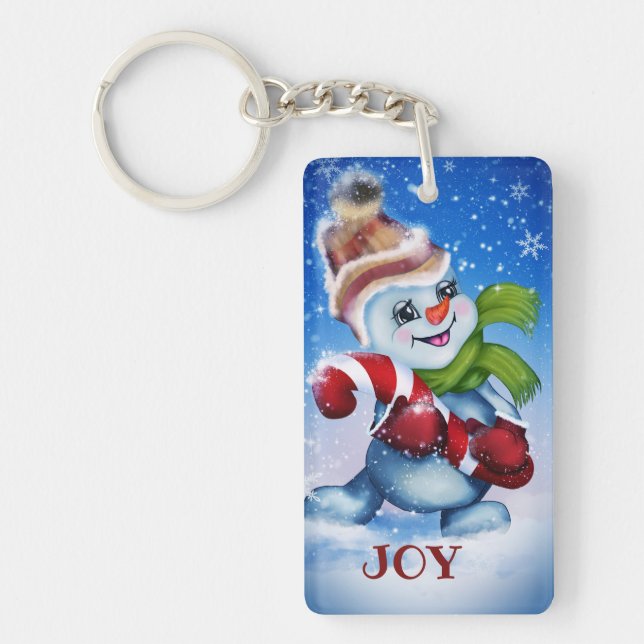 Snowman with a scarf key ring (Front)