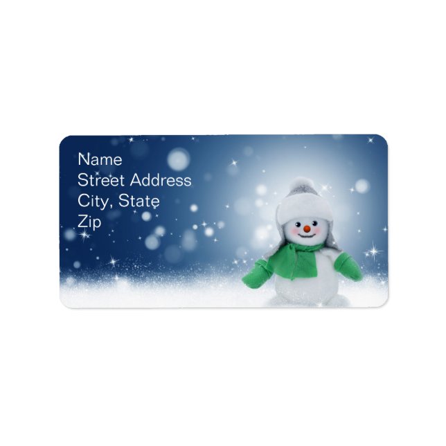 Snowman with a scarf label (Front)