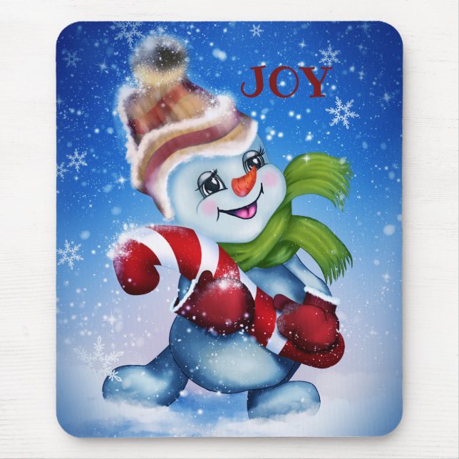 Snowman with a scarf mouse mat (Front)