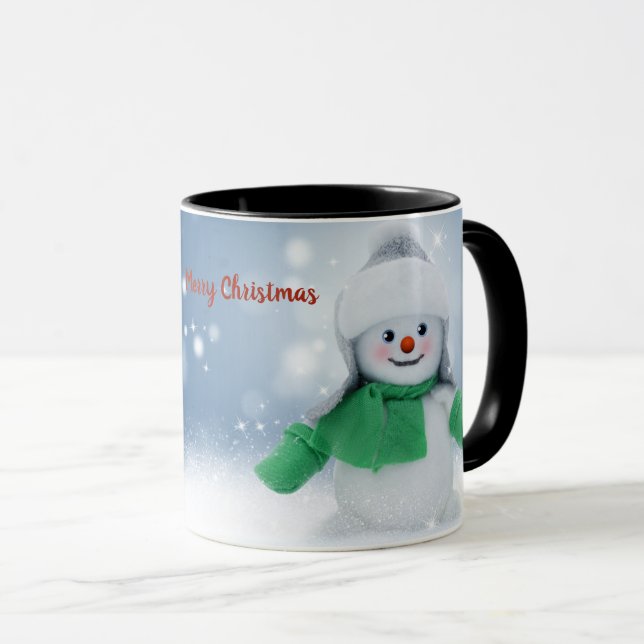 Snowman with a scarf mug (Front Right)