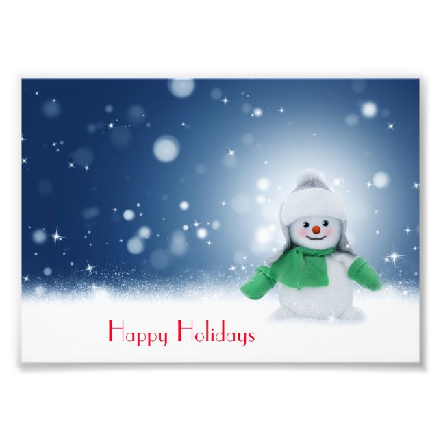 Snowman with a scarf photo print (Front)