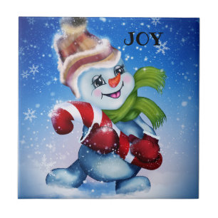 Snowman with a scarf tile