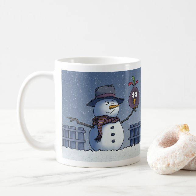Snowman with Bird Coffee Mug (With Donut)
