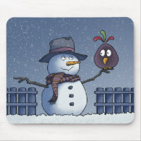 Snowman with Bird
