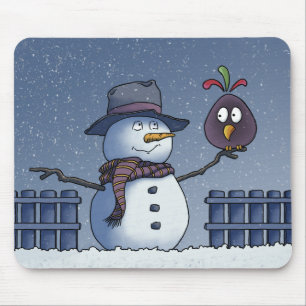 Snowman with Bird Mouse Mat
