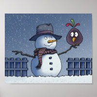 Snowman with Bird