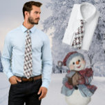 Snowman with Birdhouse Winter Tie<br><div class="desc">Photo of a fun Christmas Ornament - a snowman holding a birdhouse - adorns this tie that you can wear all winter long</div>