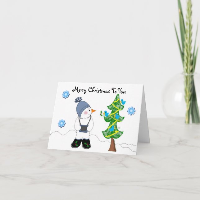 Snowman with Camera Holiday Card (Front)