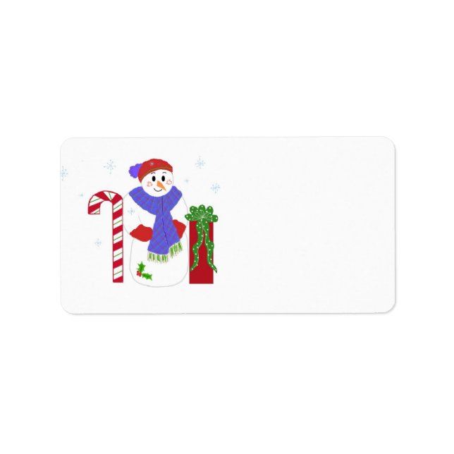 Snowman with Candy Cane Label (Front)