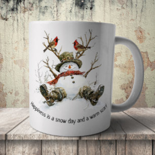 Snowman with Cardinals Coffee Mug