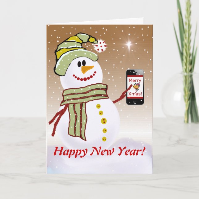 Snowman with cellphone cards template (Front)