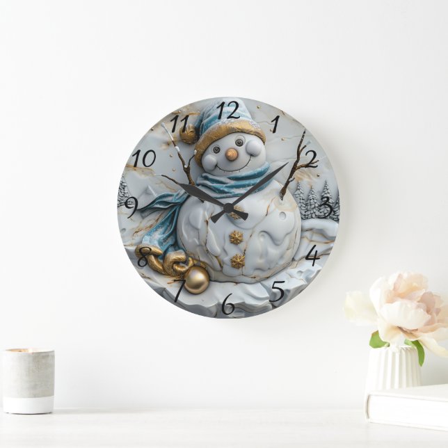 Snowman with Christmas Cheer Large Clock (Home)
