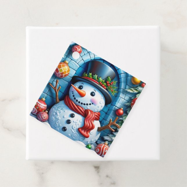 Snowman with Christmas decor - Favour Tags (In Situ)