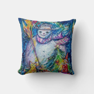 SNOWMAN WITH CHRISTMAS TREE AND TOYS CUSHION