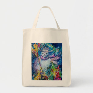 SNOWMAN WITH CHRISTMAS TREE AND TOYS Winter Season Tote Bag