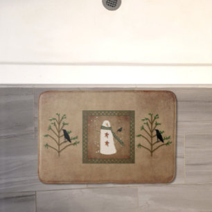 Snowman With Crow Bath Mat